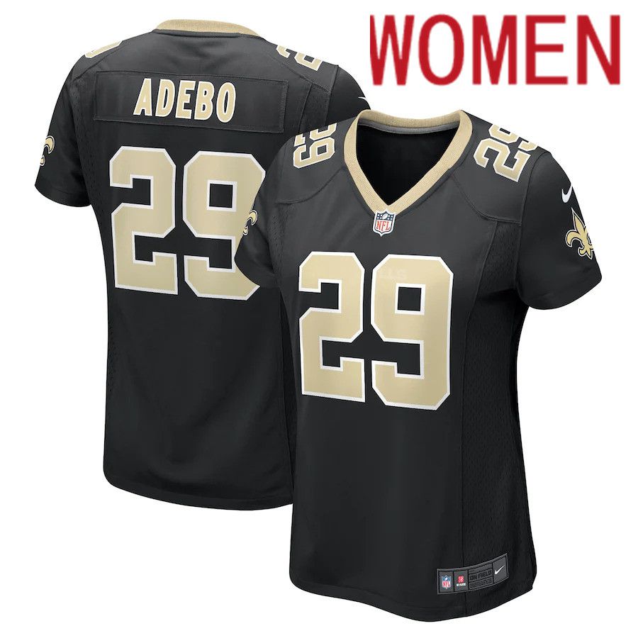 Women New Orleans Saints 29 Paulson Adebo Nike Black Game NFL Jersey